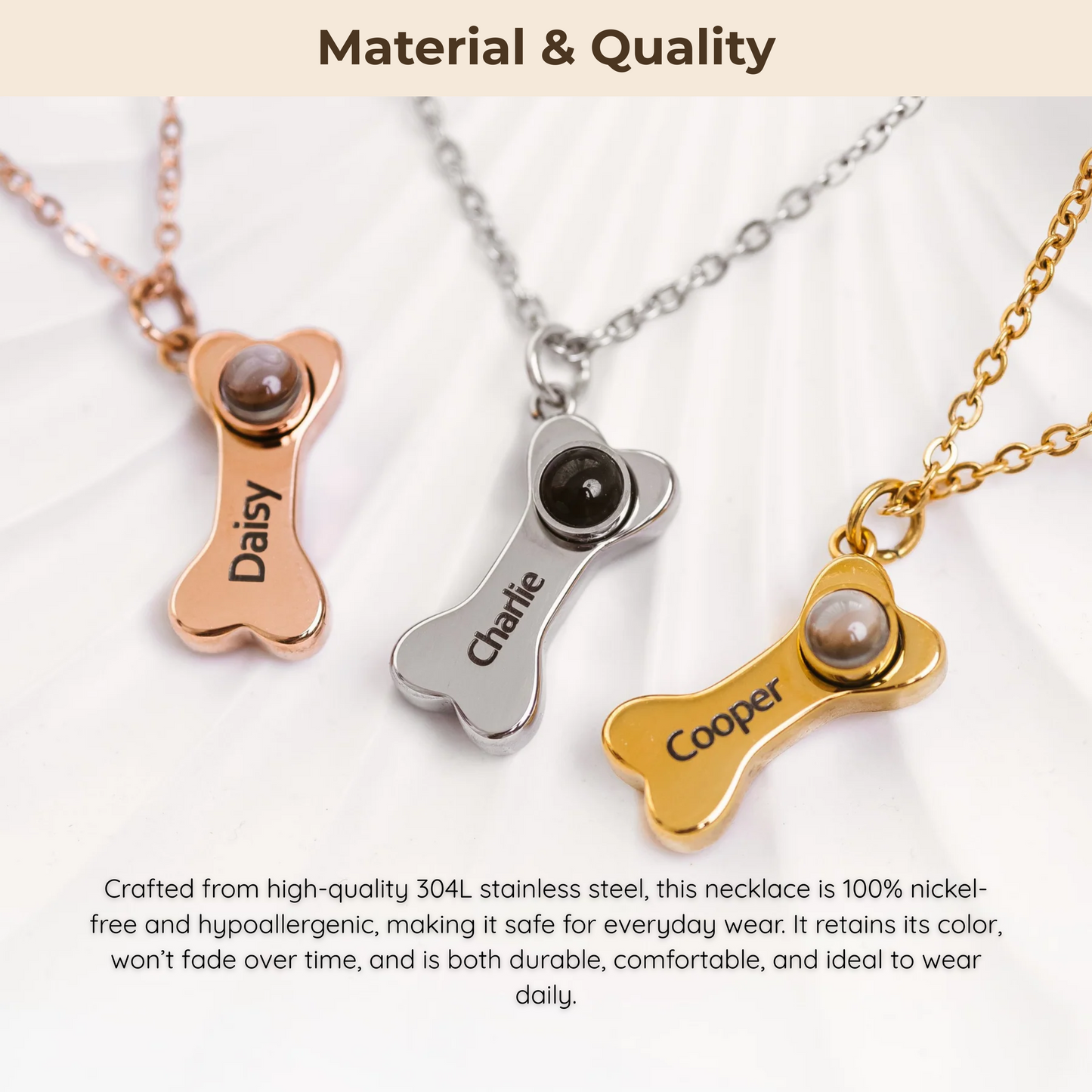 Personalized Necklace With Photo Projection & Engraved Name